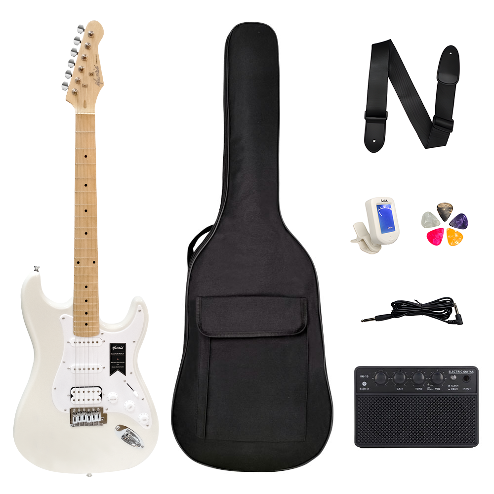 Mantic MST100-HWH Aksesuarlı ve Amfili Beyaz Elektro Gitar Paketi